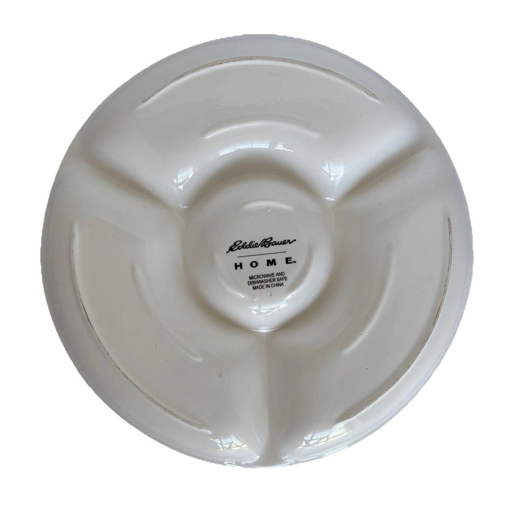 Eddie Bauer Home Platter LG Chip Dip Blue White Sailboat Lighthouse Beach House - Picture 2 of 7